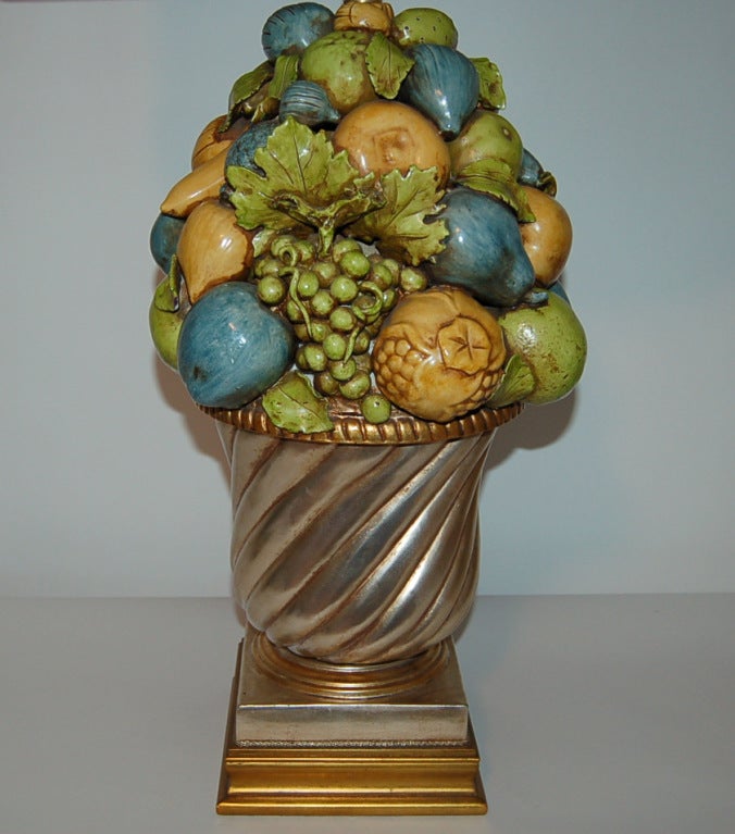 Beautiful Italian Ceramic Fruit Bowl Lamp by the Marbro Company In Excellent Condition For Sale In Little Rock, AR