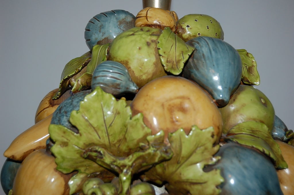 Beautiful Italian Ceramic Fruit Bowl Lamp by the Marbro Company For Sale 2