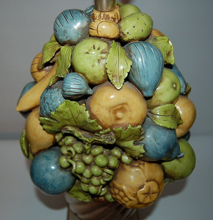 Beautiful Italian Ceramic Fruit Bowl Lamp by the Marbro Company For Sale 3