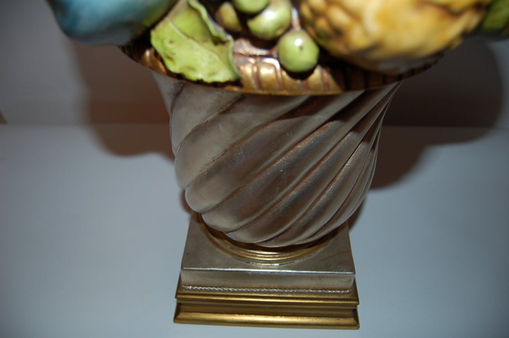 Beautiful Italian Ceramic Fruit Bowl Lamp by the Marbro Company For Sale 4