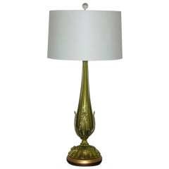 Chartreuse and Gold Vintage Murano Lamp