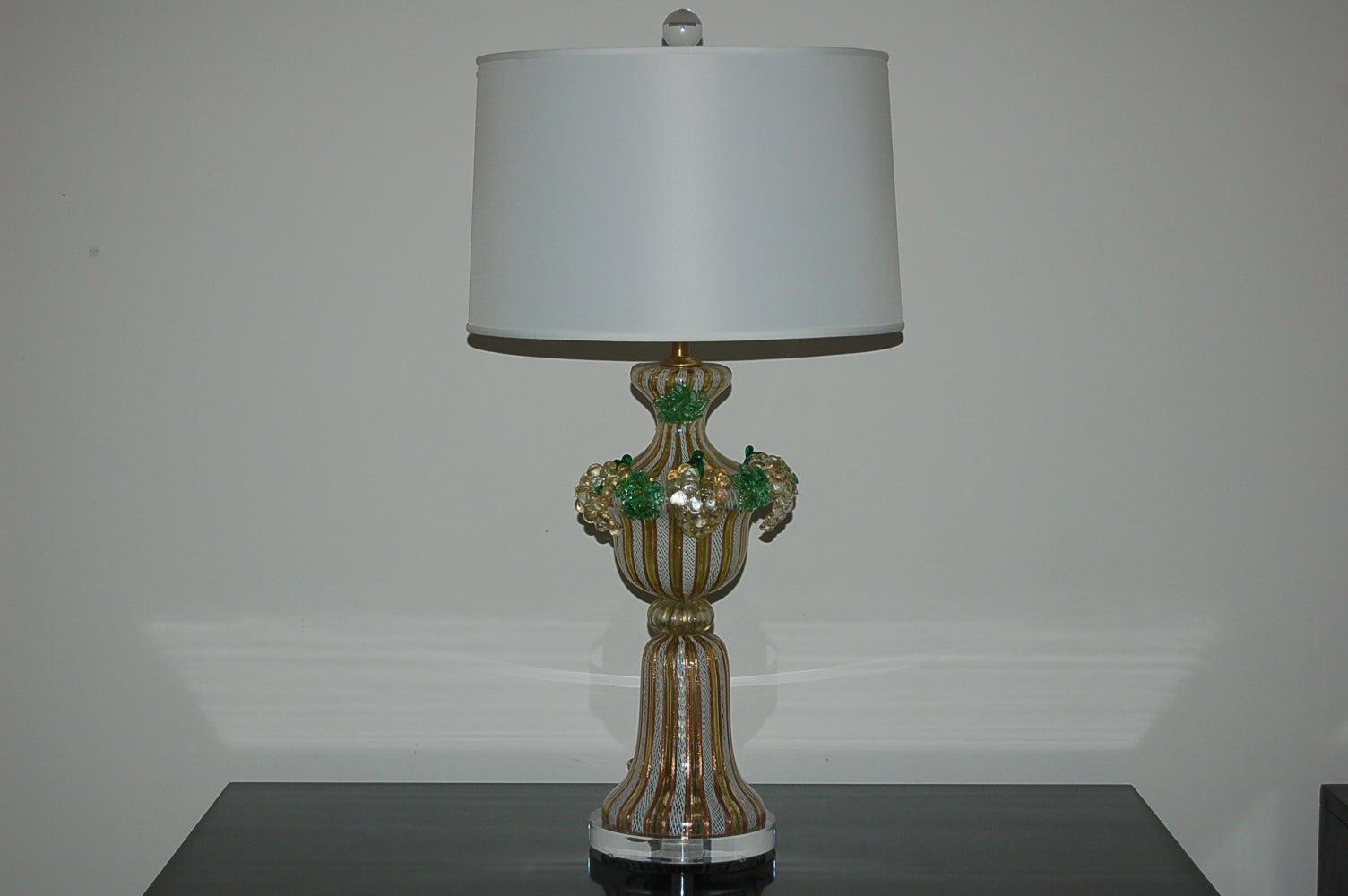 Dino Martens - Chartreuse Filigrana Murano Lamp with Applied Fruit