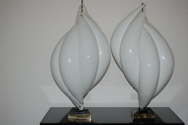 Late 20th Century Rougier - Vintage Conch Shell Acrylic Table Lamps
