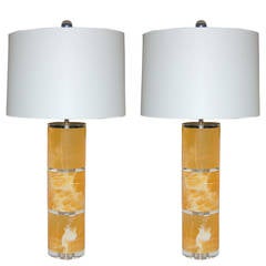 Orange Calcite Table Lamps by Swank Lighting