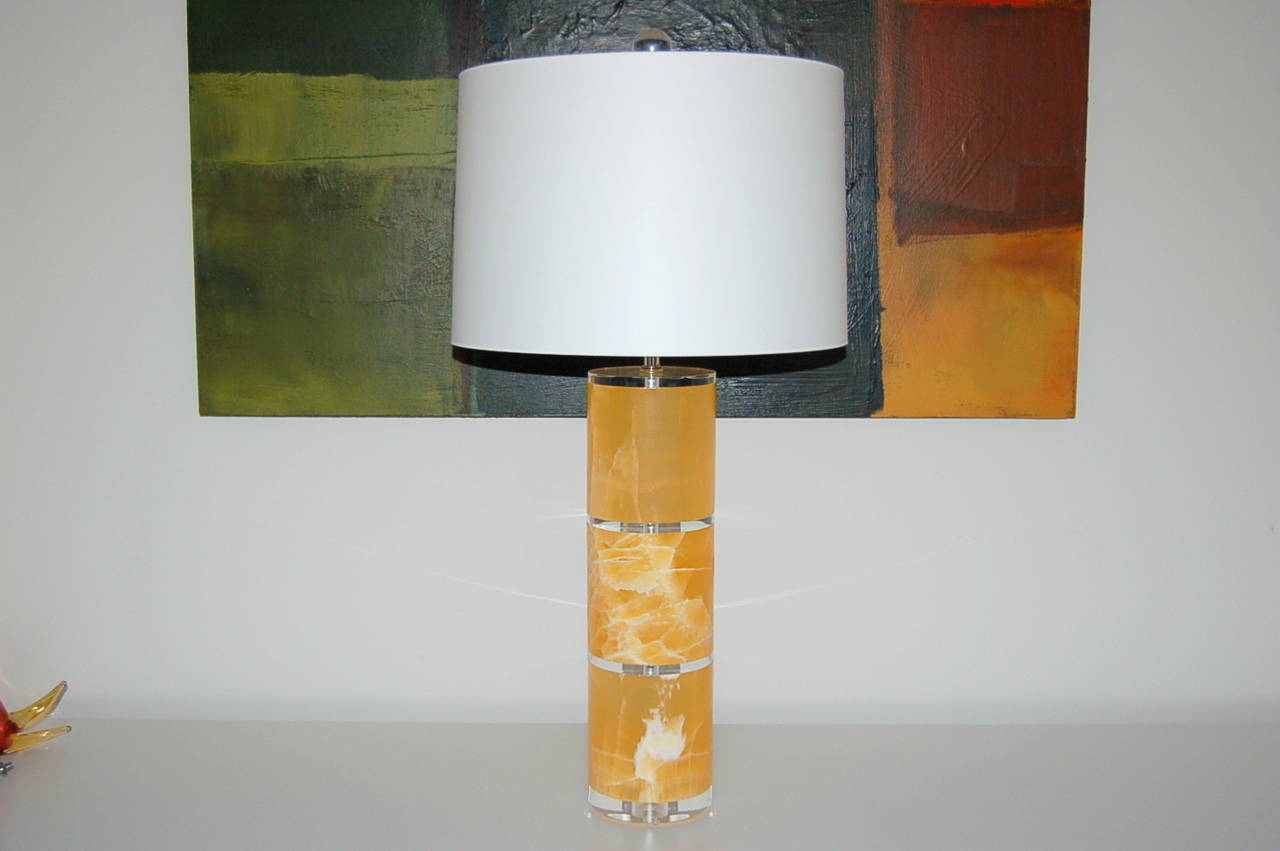 Orange Calcite Table Lamps by Swank Lighting