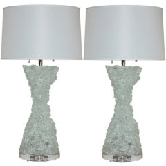 Pair of Ice Rock Candy Lamps by Swank Lighting