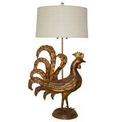 Vintage The Marbro Lamp Company, Gigantic Metal Rooster Lamp