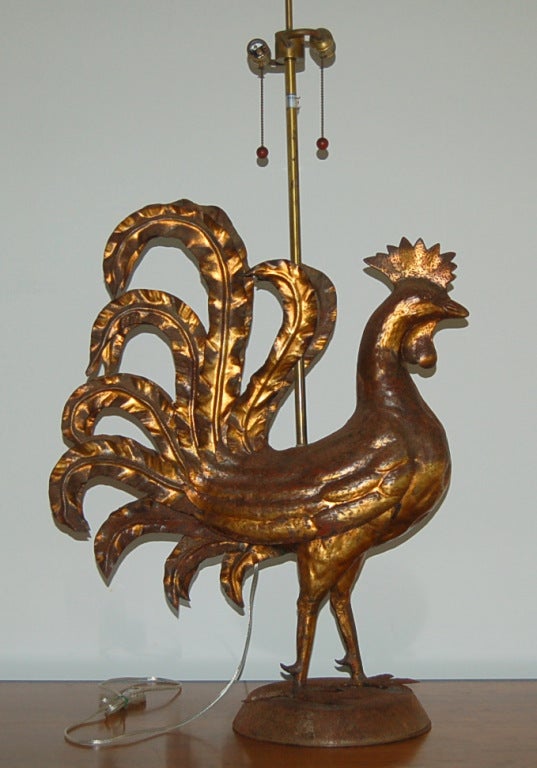 Hollywood Regency The Marbro Lamp Company, Gigantic Metal Rooster Lamp