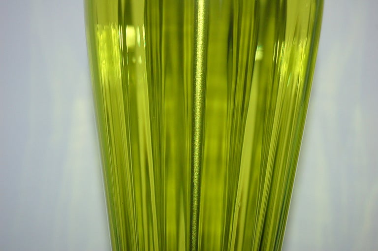 Organic Modern Yellow Green Pair of Handblown Lamps by Joe Cariati For Sale