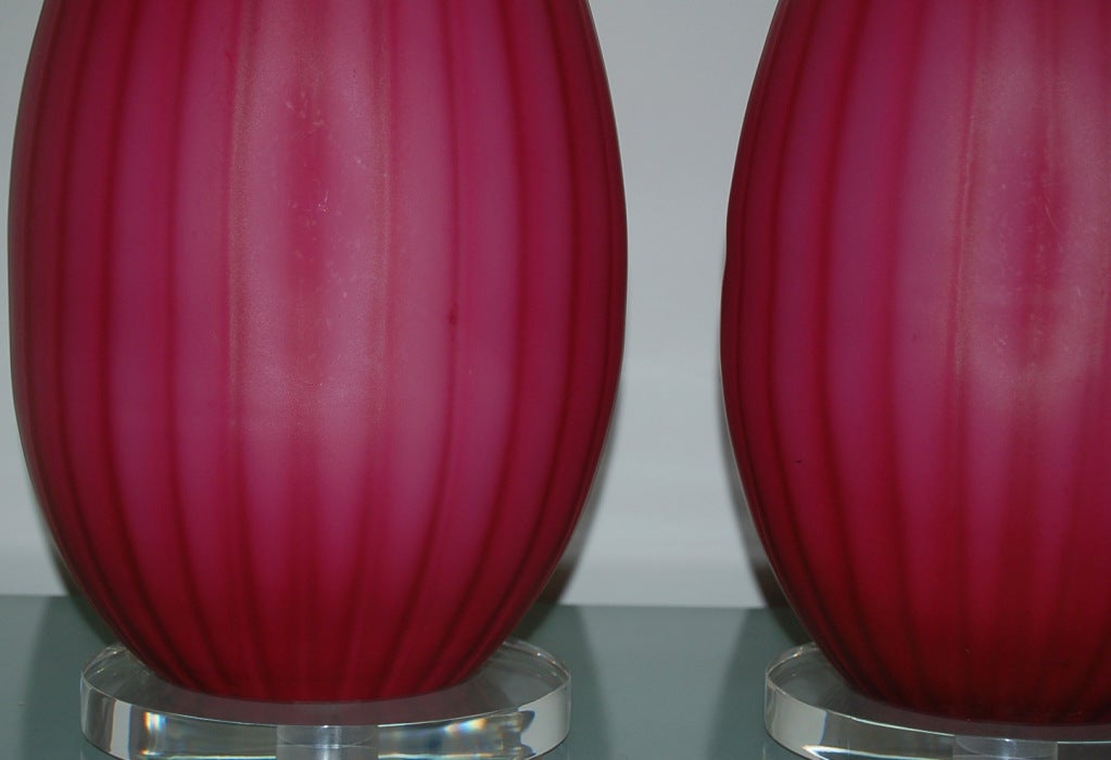 20th Century Monumental Vintage Murano Lamps in Raspberry For Sale