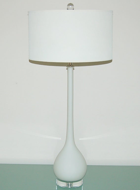 Mid-Century Modern Pair of Vintage Murano White Long Neck Lamps