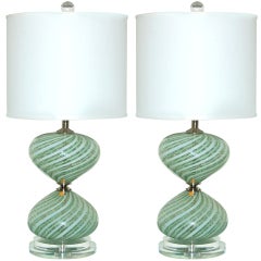 Pair of Vintage Murano Bedside Lamps by Dino Martens