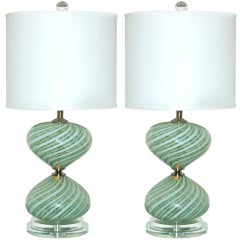 Pair of Vintage Murano Bedside Lamps by Dino Martens