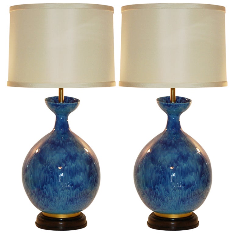 HUGE Vintage Italian Ceramic Table Lamps by Marbro For Sale
