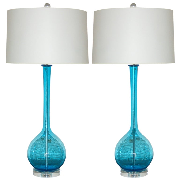 Pair of Vintage Murano Long Neck Lamps For Sale