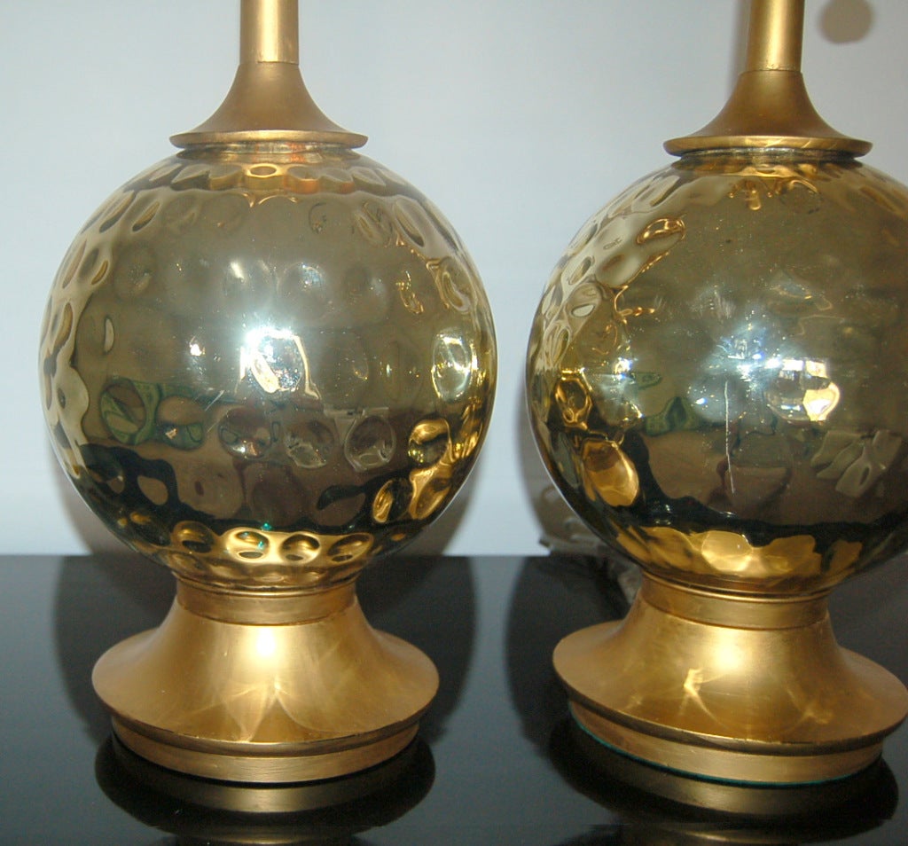 Pair of Vintage Mercury Glass Lamps in Champagne In Excellent Condition For Sale In Little Rock, AR
