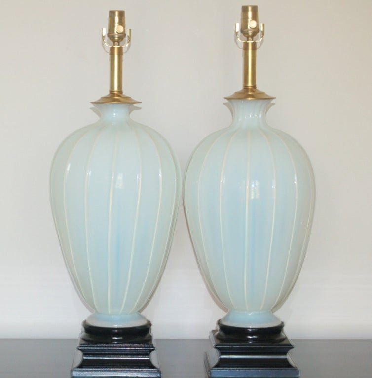 Hollywood Regency The Marbro Lamp Company - Vintage White Opaline Murano Lamps For Sale