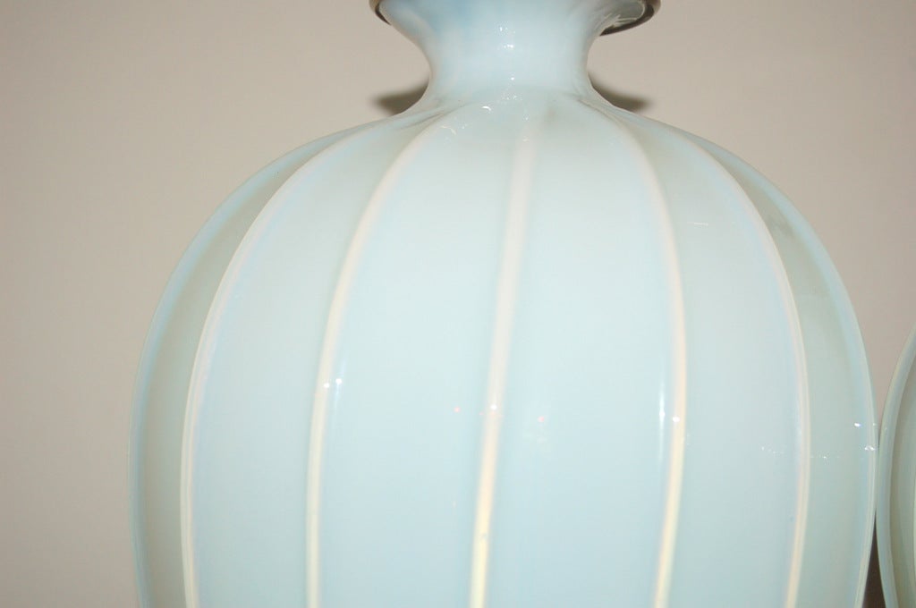 Brass The Marbro Lamp Company - Vintage White Opaline Murano Lamps For Sale