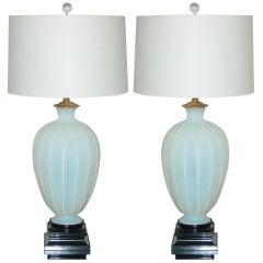 The Marbro Lamp Company - Vintage White Opaline Murano Lamps