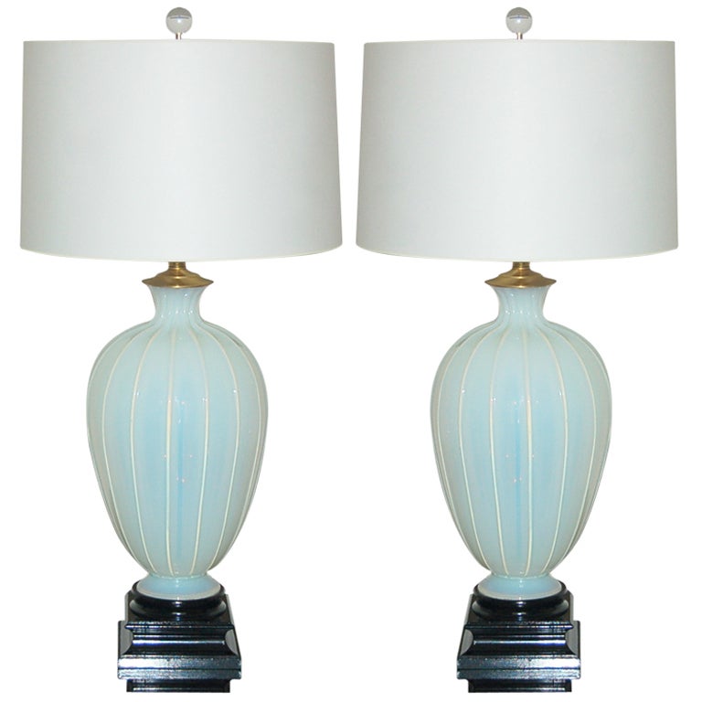 The Marbro Lamp Company - Vintage White Opaline Murano Lamps For Sale