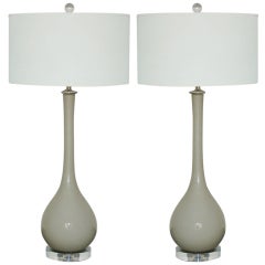 Pair of Vintage Murano Platinum Long Necks Lamps by Seguso