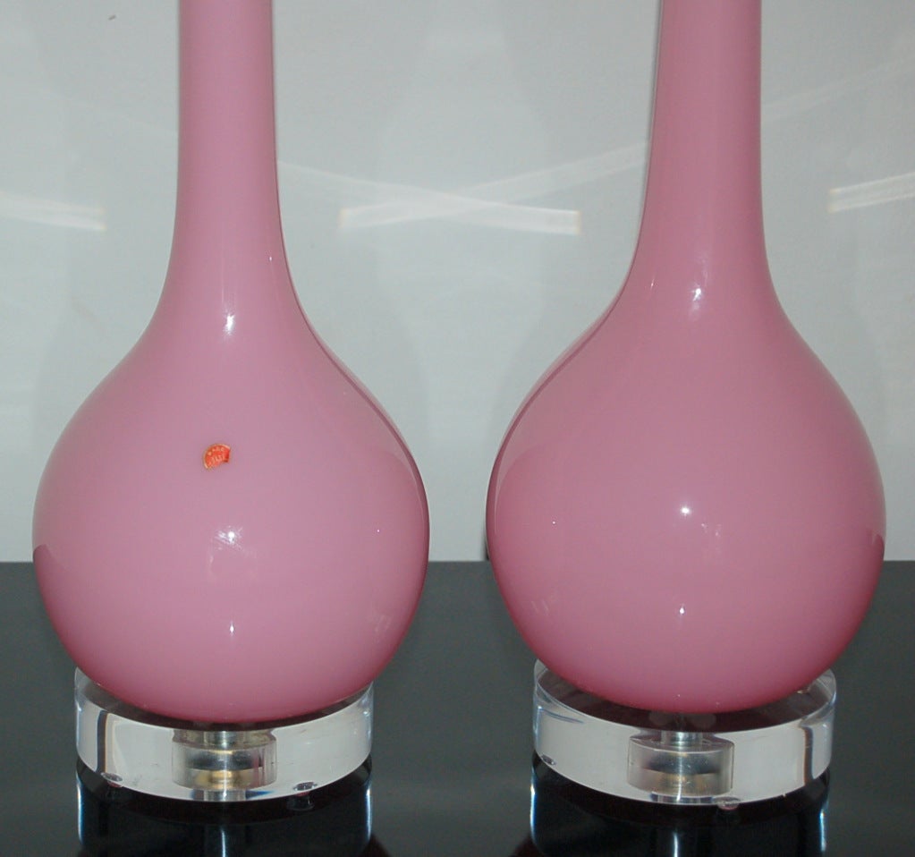 20th Century Archimede Seguso - Murano Long Neck Lamps in Lipstick Pink