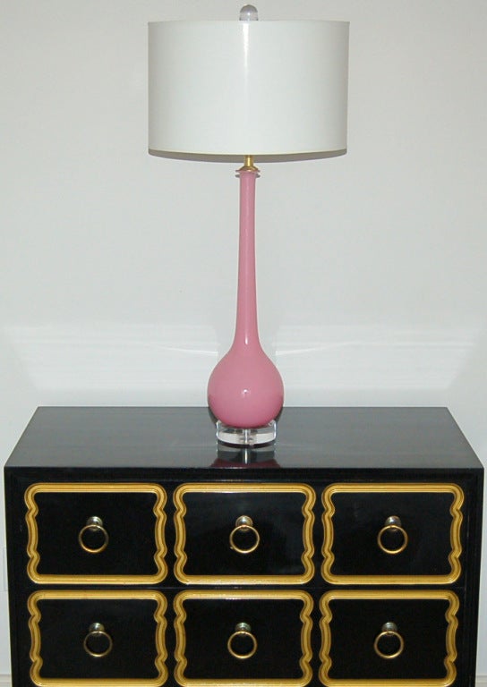 Archimede Seguso - Murano Long Neck Lamps in Lipstick Pink 3