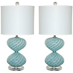 Pair of Vintage Murano Bedside Lamps by Dino Martens