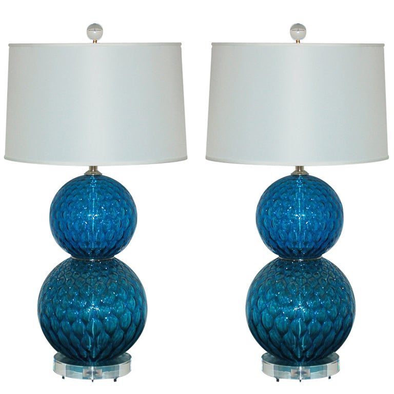 Pair of Vintage Murano Stacked Ball Lamps