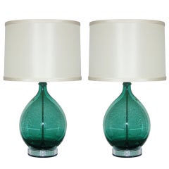 Pair of Vintage Hand Blown Murano Italian Lamps