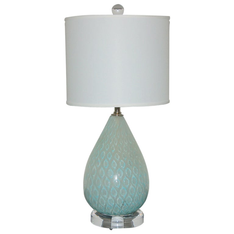 Giorgio Ferro - Minty Blue Teardrop Murano Bedside Table Lamp
