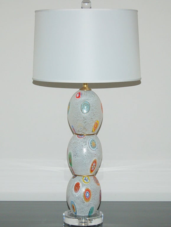 Pair of Vintage Art Glass Stacked Lamps with Murnines