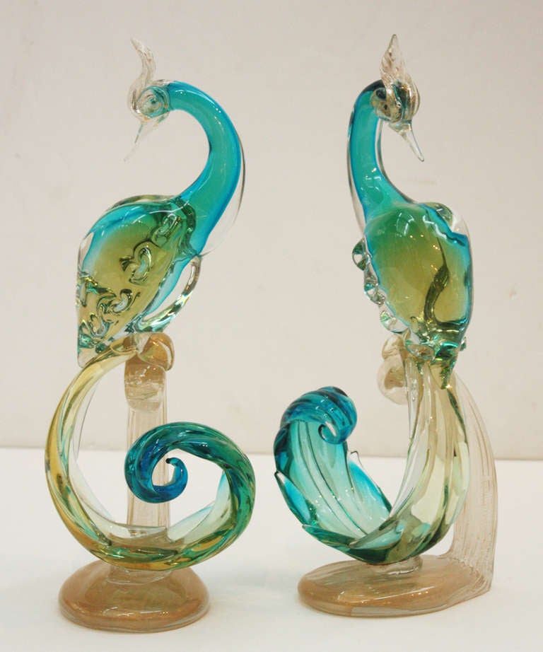 a matched pair of hand blown Murano 