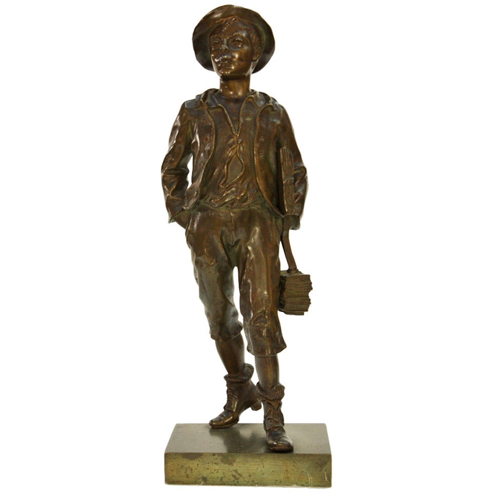 Bronze Statue of a Schoolboy by Marcel Debut