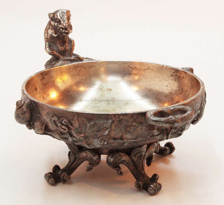 Footed Dish with Ivy, Snails and Mouse by Auguste Nicholas Cain (1822-1894) In Good Condition In Dallas, TX