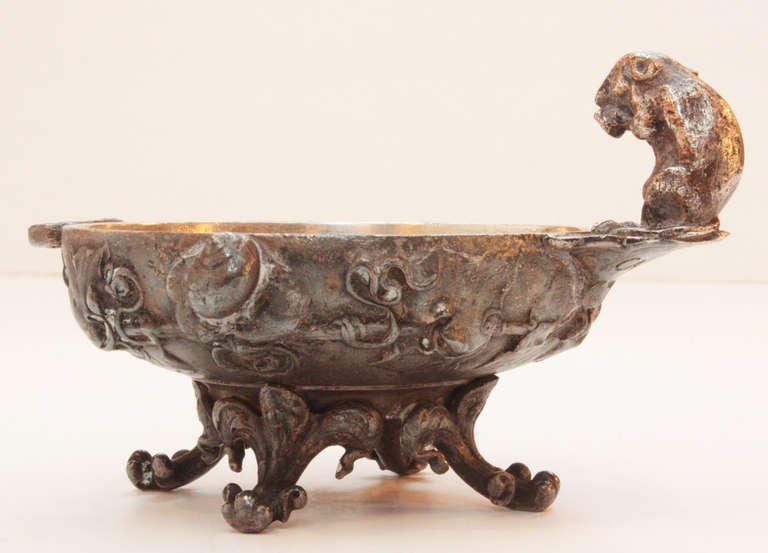 Bronze Footed Dish with Ivy, Snails and Mouse by Auguste Nicholas Cain (1822-1894)