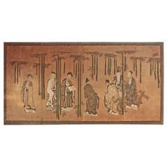 Large Chinese Four Panel Japanese Folding Screen