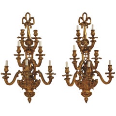 A Large Pair of Ormolu Louis XV Style Sconces