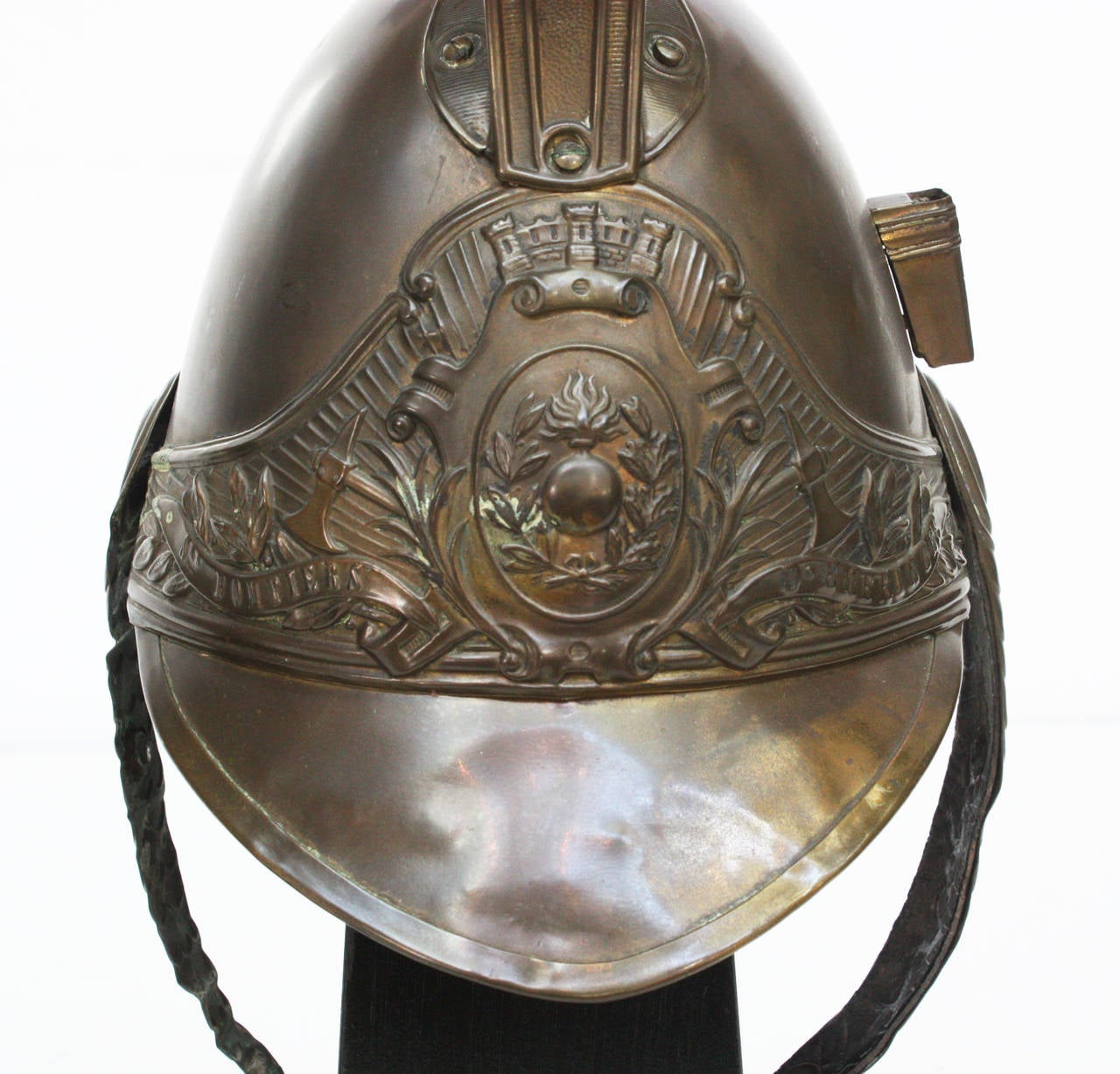 Belle Époque 19th Century French Firefighter Helmets Mounted as Lamps
