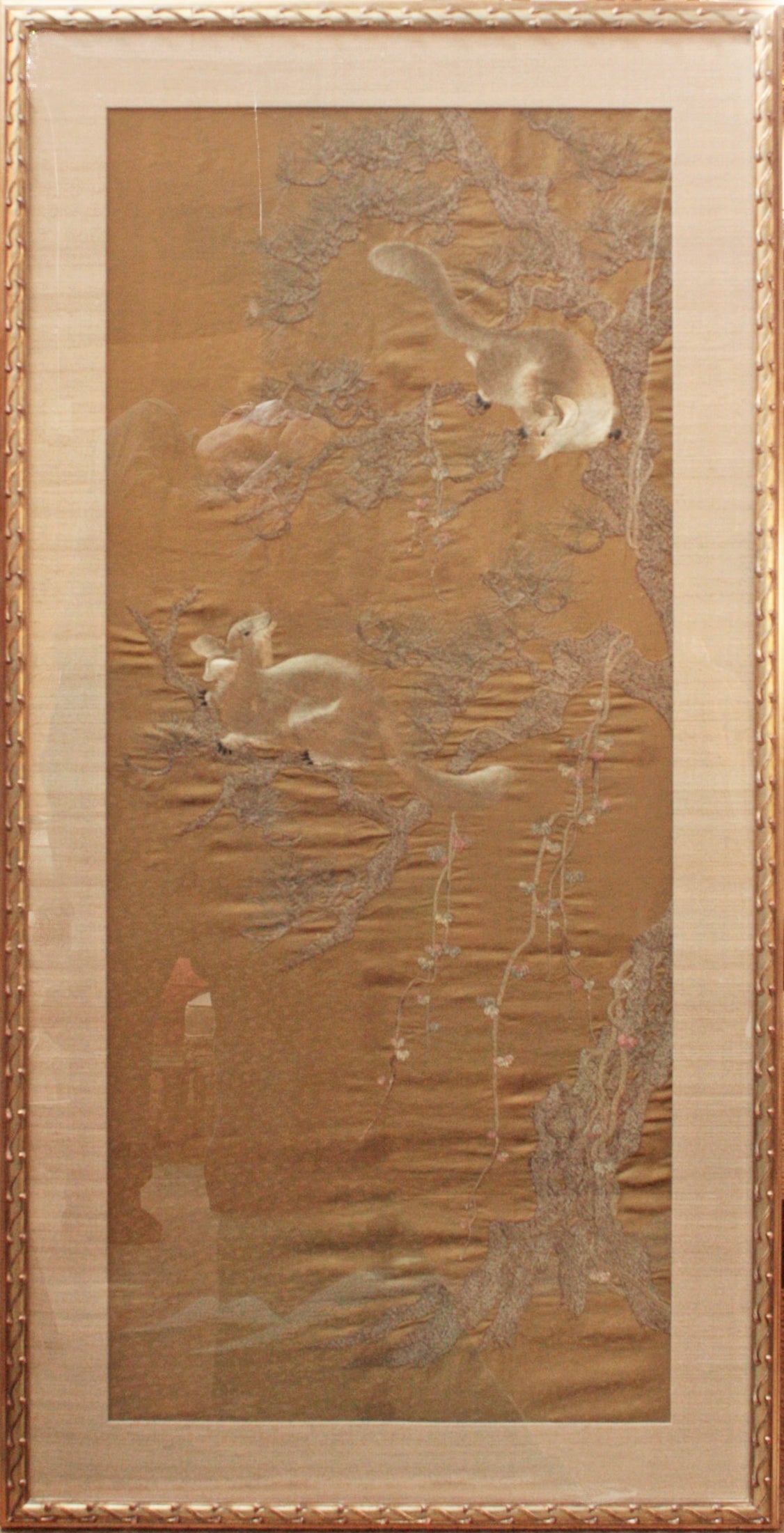 Large Framed Chinese Embroidery of Marmots