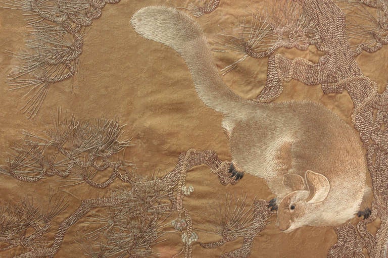 Large Framed Chinese Embroidery of Marmots