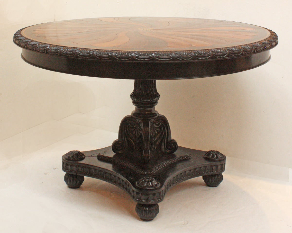 Sri Lankan Anglo-Indian, Ceylonese Ebony and Specimen Wood Centre Table