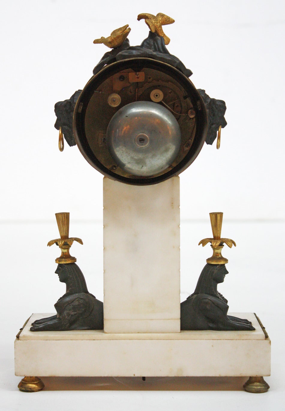 French Empire Egyptian Revival Clock Marked Gaston Jolly à Paris In Good Condition In Dallas, TX