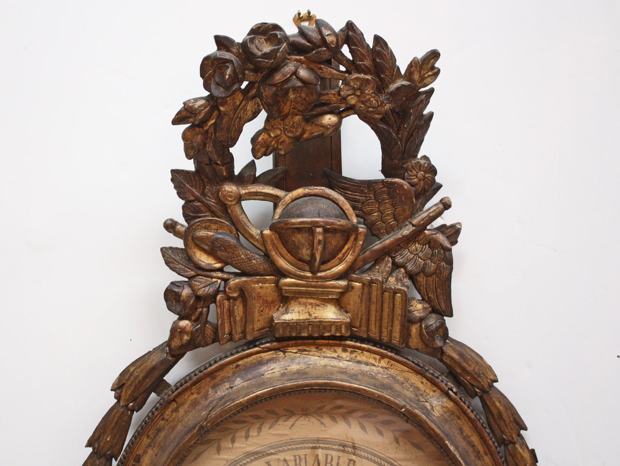 Carved 18th Louis XVI Century French Barometer