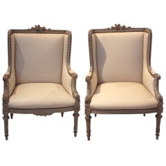 Pair of French Louis XVI Revival Arm Chairs