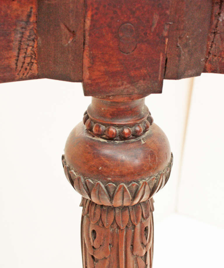 Mid-20th Century Oval Deco Carved Fruitwood Occasional Table