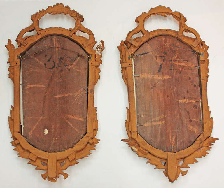 Giltwood Pair of 18th Century Etched Venetian Mirrors