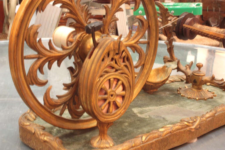 Louis XV 18th Century Tabletop Spinning Wheel of Gilt Bronze