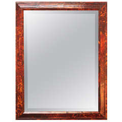 English Beveled Mirror with Tortoise Frame, Circa 1800