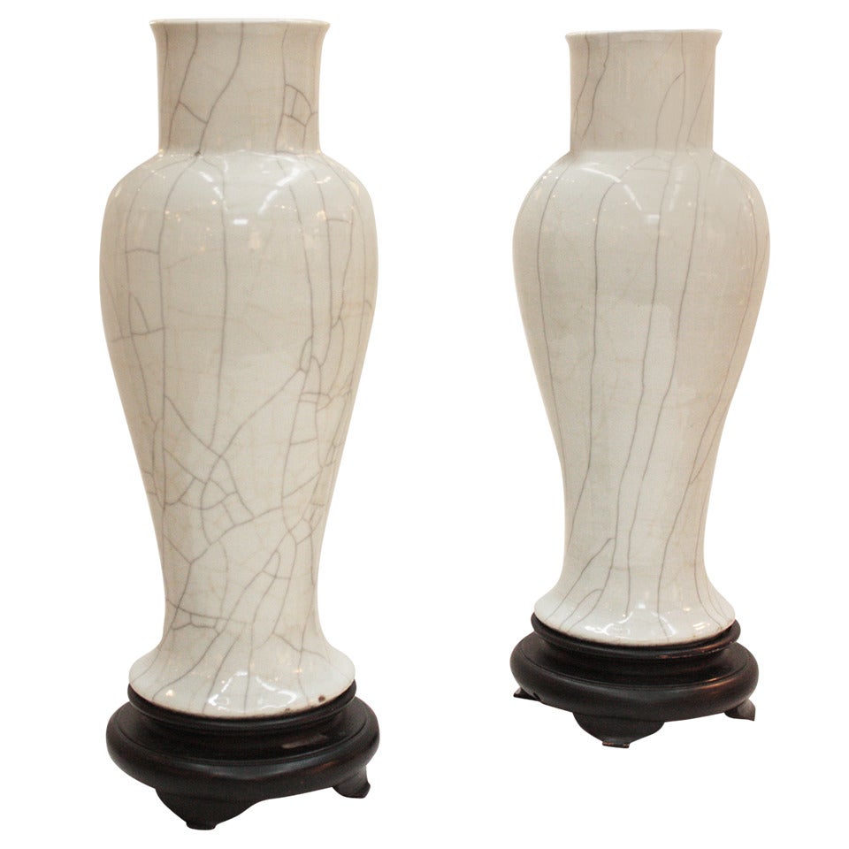 Pair of Early19th Century Chinese Crackle Ware Vases